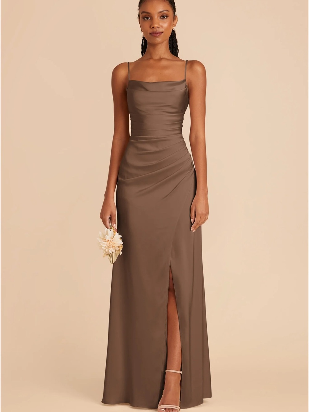 Birdy Grey Lydia Matte Satin Dress in Mocha